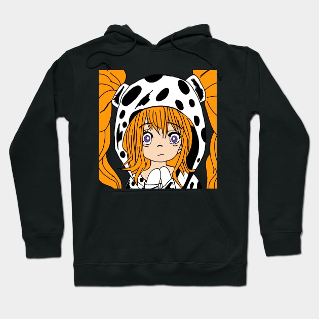 Anime girl hottie with Cow print hoodie Hoodie by TinymommaDesigns